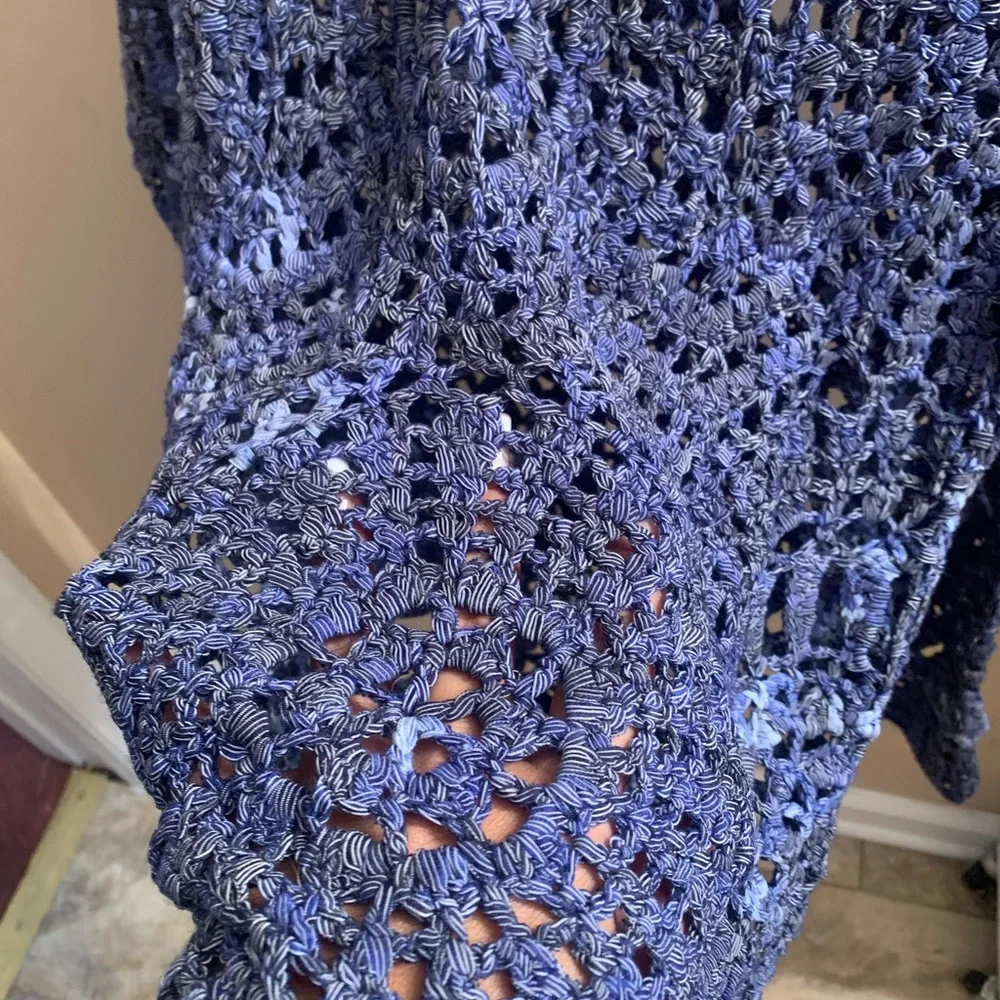 Cold Shoulder Crocheted Sweater by INC International Concepts Deep Twilight